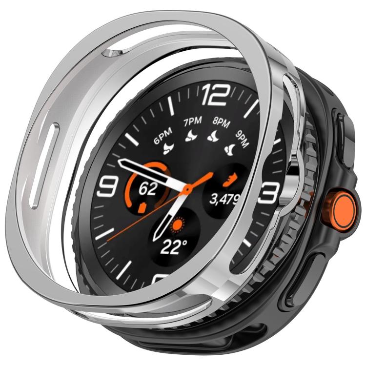 For Samsung Galaxy Watch8 Classic 46mm Half Coverage Hollow TPU Watch Protective Cover(Electroplated Silver)