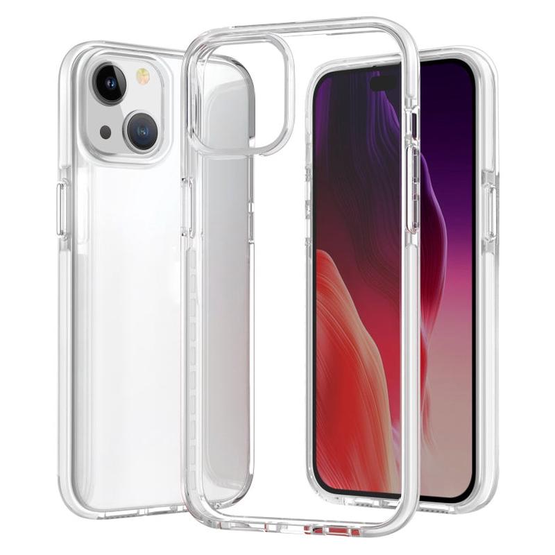 For iPhone 15 Two-color Shockproof High Transparency TPU Phone Case(White)