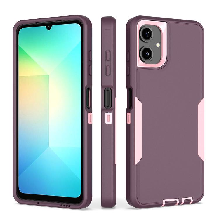 For Samsung Galaxy A06 4G Magnetic PC Hybrid TPU Phone Case(Purple Red+Pink)