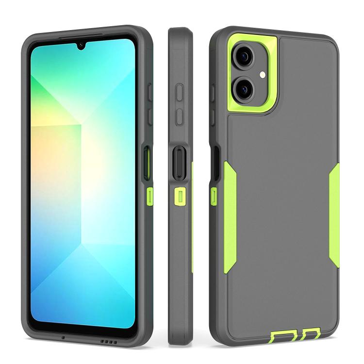 For Samsung Galaxy A06 4G Magnetic PC Hybrid TPU Phone Case(Gray+Fluorescent Green)