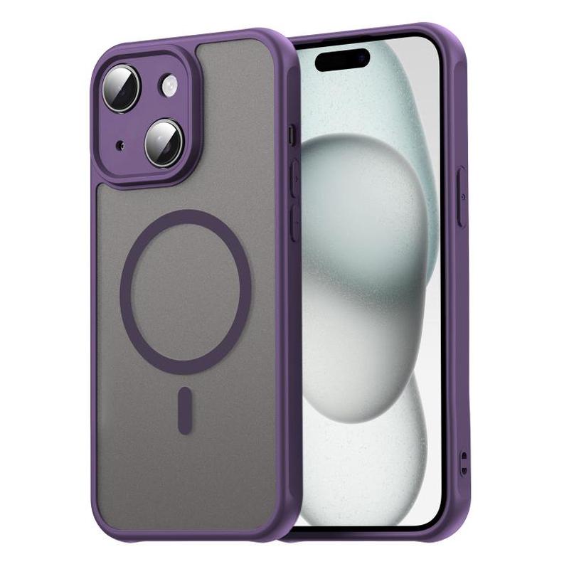 For iPhone 15 Fan Dun Series TPU Hybrid PC Frosted Magsafe Phone Case(Purple)