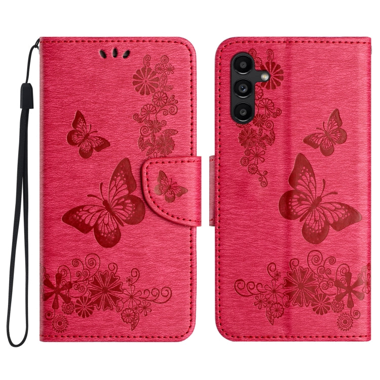 For Samsung Galaxy A36 / A56 5G Butterfly Embossed Flip Leather Phone Case(Red)