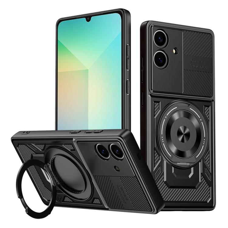 For Samsung Galaxy A06 5G / 4G Armor Rotating Holder MagSafe Phone Case(Black)