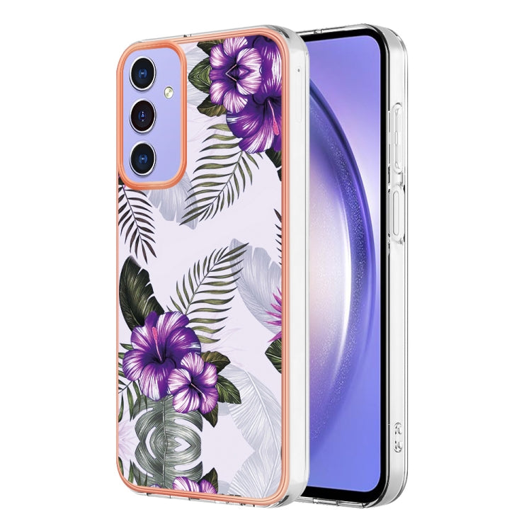 For Samsung Galaxy A15 5G Electroplating IMD TPU Phone Case(Purple Flower)