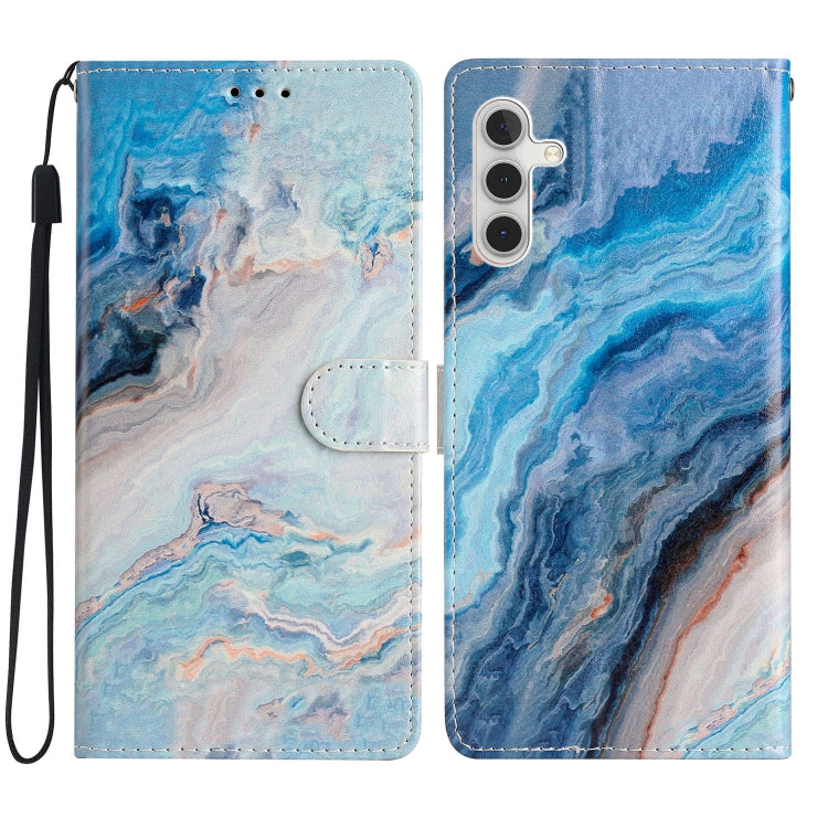 For Samsung Galaxy A36 5G Colored Drawing Leather Phone Case(Blue Marble)