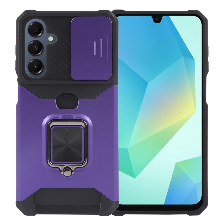For Samsung Galaxy A16 5G / 4G Camera Shield Card Slot PC+TPU Phone Case(Purple)