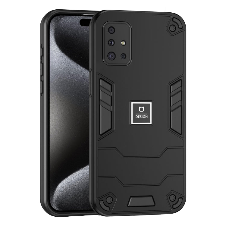 For Samsung Galaxy A51 4G 2 in 1 Shockproof Phone Case(Black)