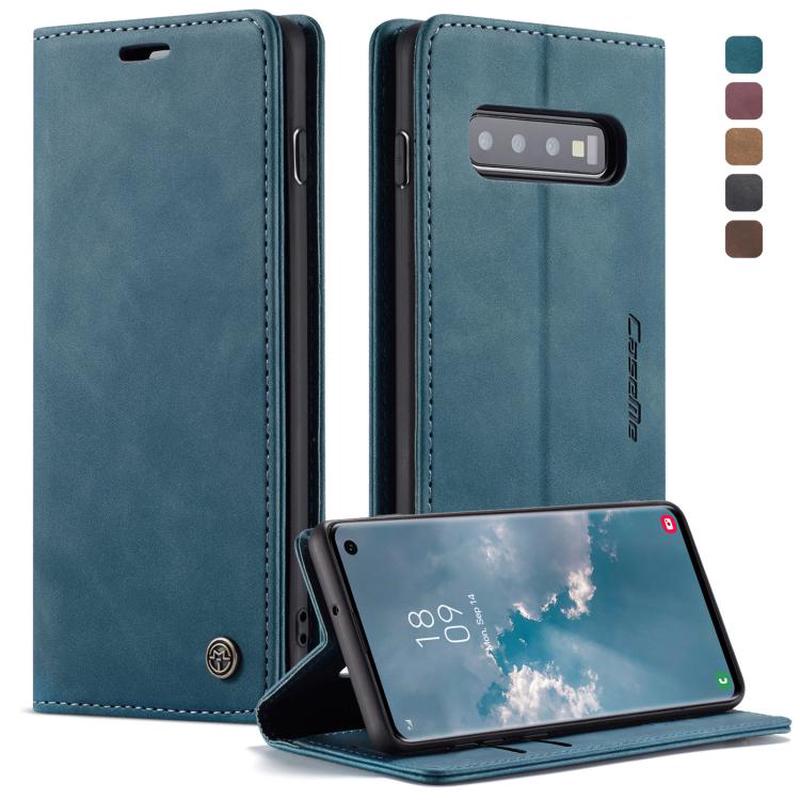CaseMe-013 Multifunctional Retro Frosted Horizontal Flip Leather Case for Galaxy S10, with Card Slot & Holder & Wallet (Blue)