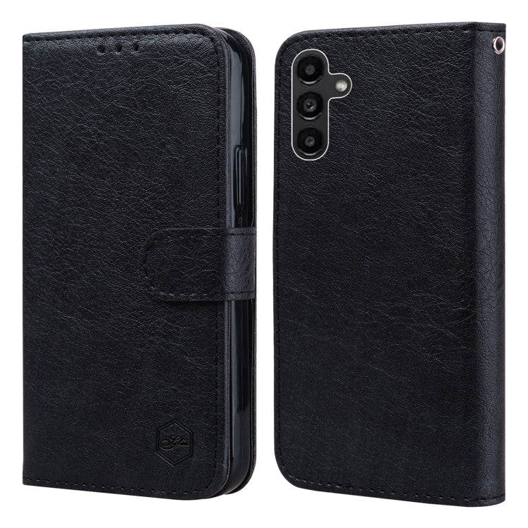 For Samsung Galaxy A14 4G / A14 5G Skin Feeling Oil Leather Texture PU + TPU Phone Case(Black)