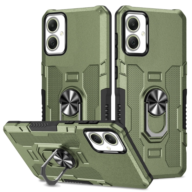 For Samsung Galaxy A05 Ring Holder Armor Hybrid Phone Case(Green)