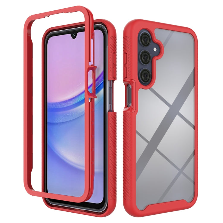 For Samsung Galaxy A16 5G Starry Sky Solid Color Shockproof TPU Clear PC Phone Case(Red)