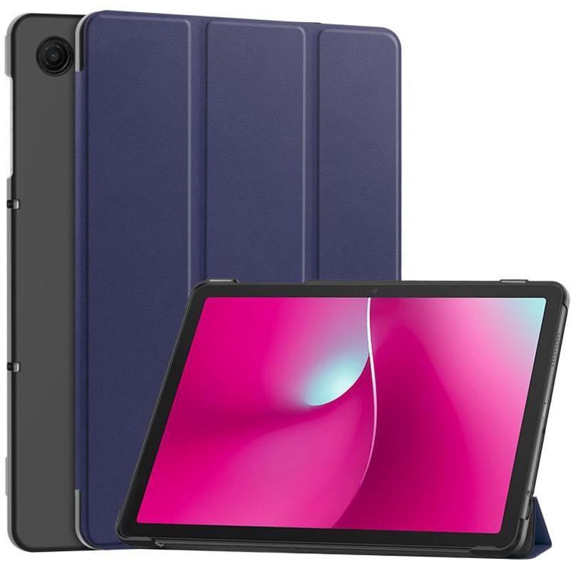 For T-Mobile REVVL Tab 2 Custer Texture 3-Fold Holder Leather Smart Tablet Case(Dark Blue)