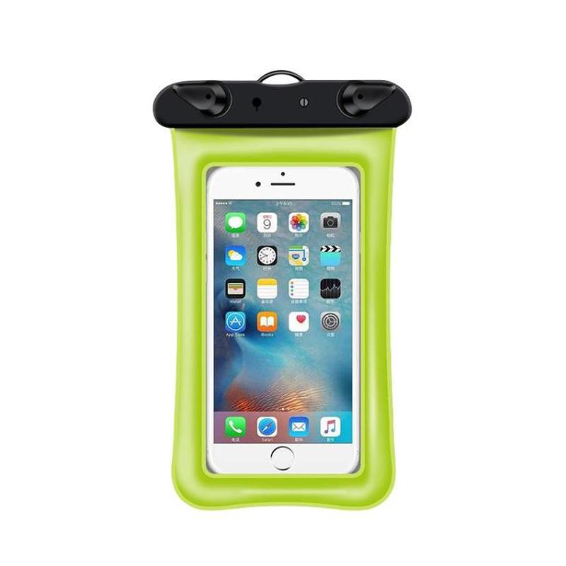 Floating Inflatable Airbag Cell Phone Waterproof Case Transparent Swimming Waterproof Phone Bag(Fluorescent Green)
