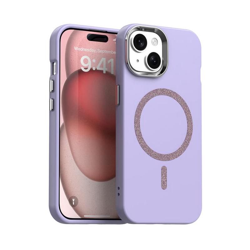 For iPhone 15 Glitter Series Magsafe PC Hybrid TPU Phone Case(Purple)