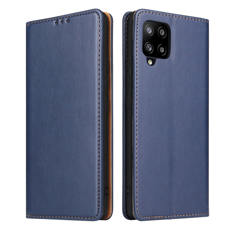 For Samsung Galaxy A42 5G Fierre Shann PU Leather Texture Horizontal Flip Case with Holder & Card Slots & Wallet(Blue)
