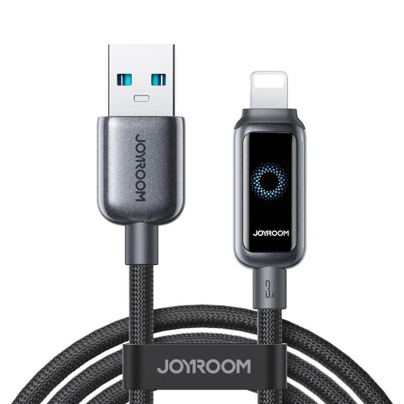 JOYROOM S-A55 StarFlight Series 3A USB to 8 Pin Auto Power-Off Fast Charging Data Cable, Length:1.2m(Black)