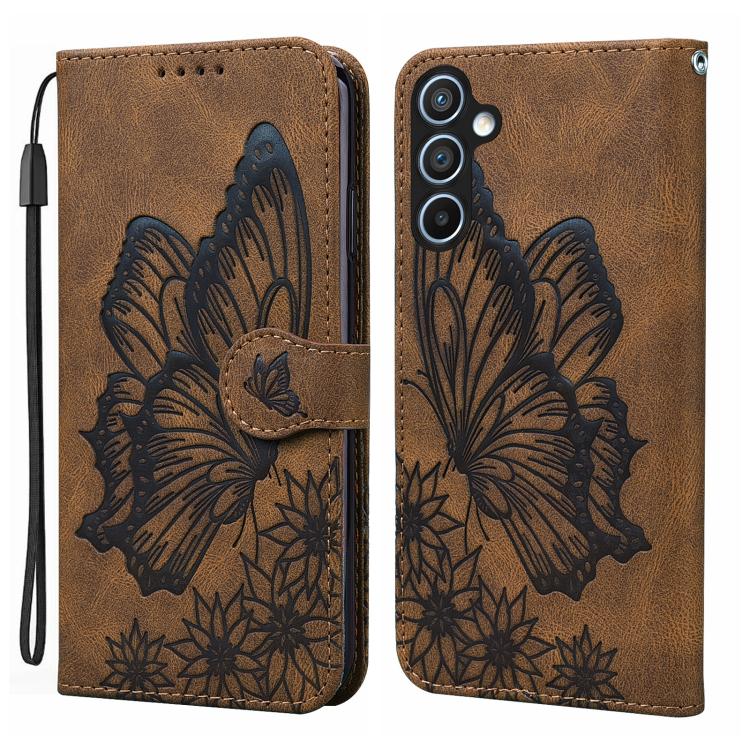 For Samsung Galaxy A16 5G Retro Skin Feel Butterflies Embossing Horizontal Flip Leather Phone Case(Brown)