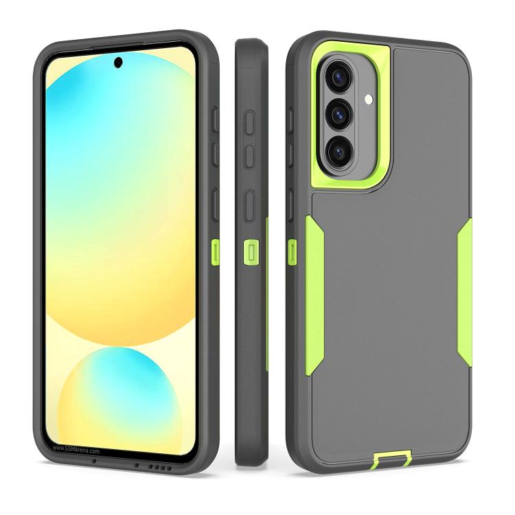 For Samsung Galaxy A36 Magnetic PC Hybrid TPU Phone Case(Gray+Fluorescent Green)
