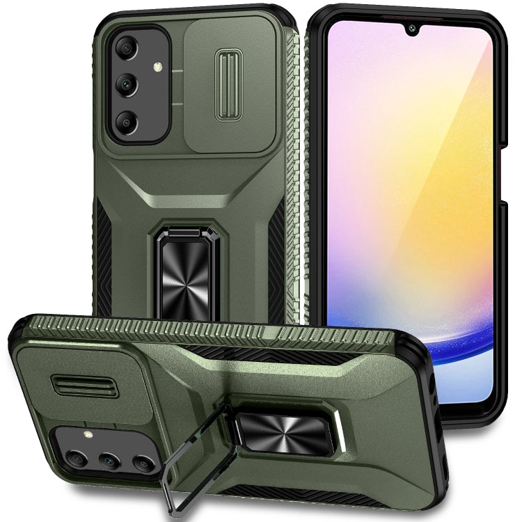 For Samsung Galaxy A25 5G Sliding Camshield Holder Phone Case(Alpine Green)