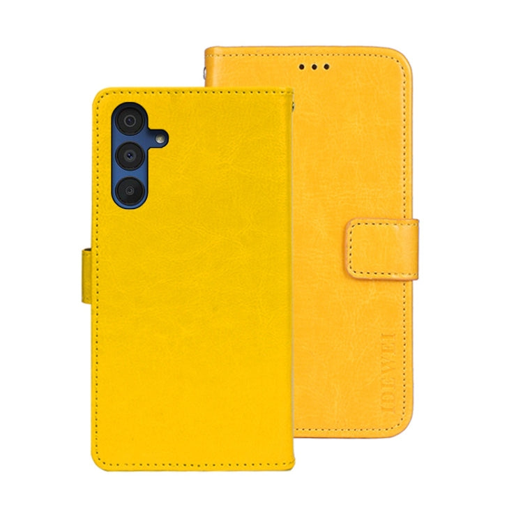 For Samsung Galaxy A15 5G idewei Crazy Horse Texture Leather Phone Case(Yellow)