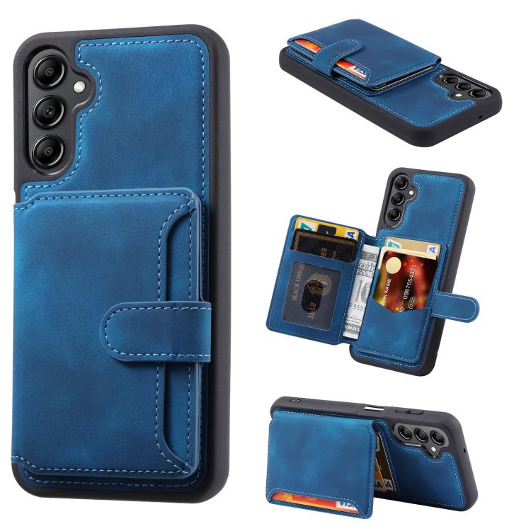 For Samsung Galaxy A36 5G Skin Feel Dream RFID Anti-theft PU Card Bag Phone Case(Peacock Blue)
