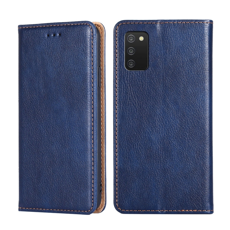 For Samsung Galaxy A03s 165.85mm Gloss Oil Solid Color Magnetic Leather Phone Case(Blue)