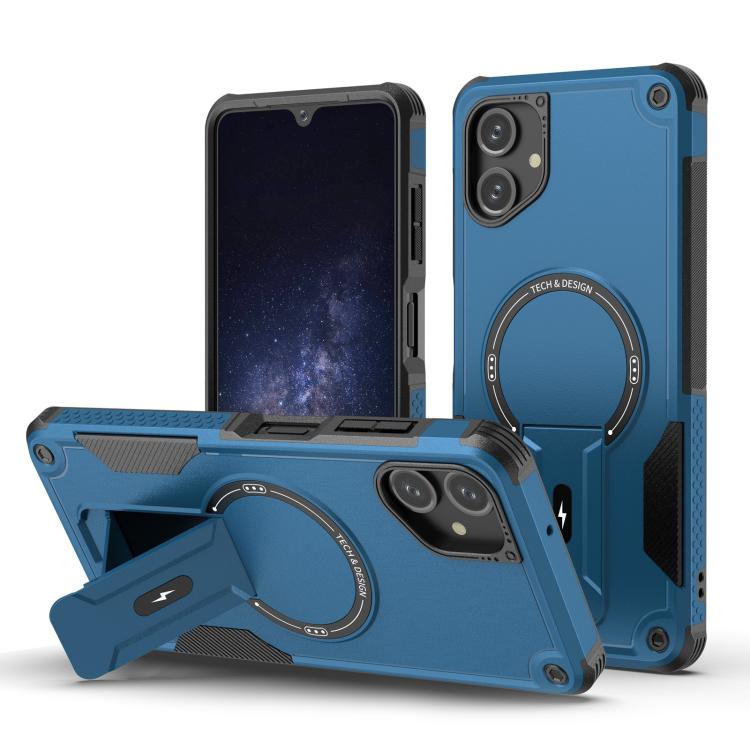 For Samsung Galaxy A06 4G / 5G Armor MagSafe Holder PC Hybrid TPU Phone Case(Dark Blue)