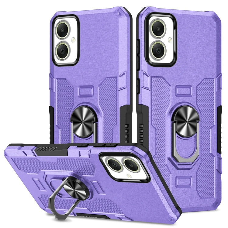 For Samsung Galaxy A05 Ring Holder Armor Hybrid Phone Case(Purple)
