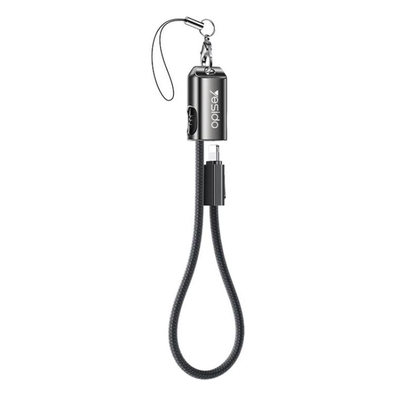 Yesido CA178 Portable Strip PD27W Type-C to 8 Pin Zinc Alloy Data Cable, Length: 20cm(Black)