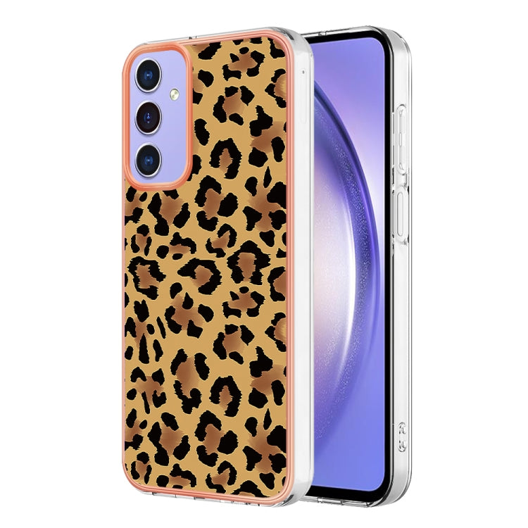 For Samsung Galaxy A15 5G Electroplating Marble Dual-side IMD Phone Case(Leopard Print)