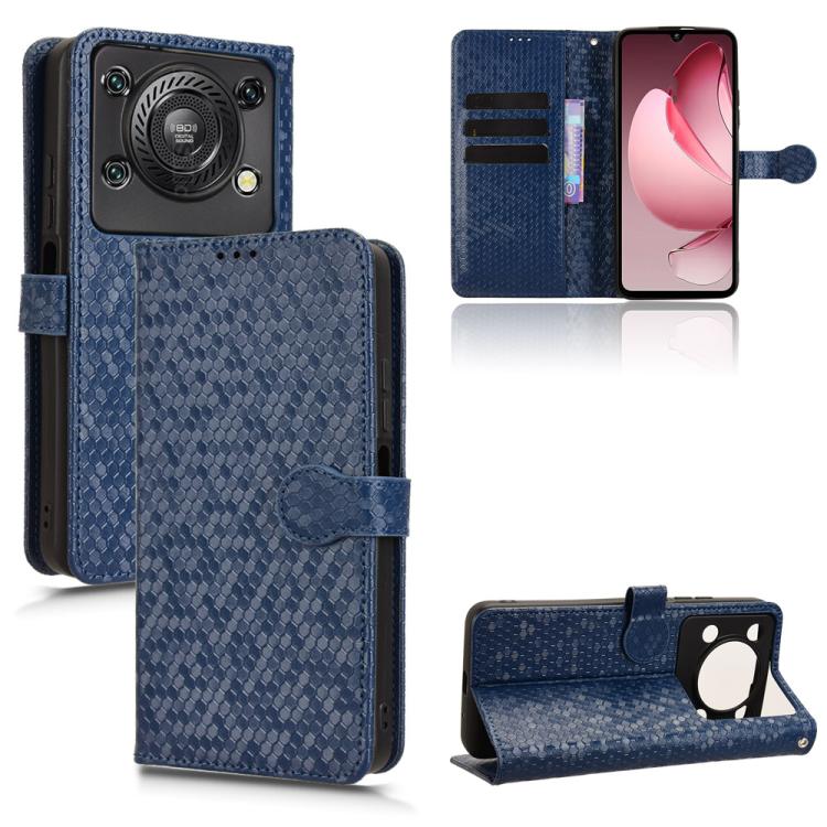 For Oukitel C60 / C60 Pro Honeycomb Dot Texture Leather Phone Case(Blue)