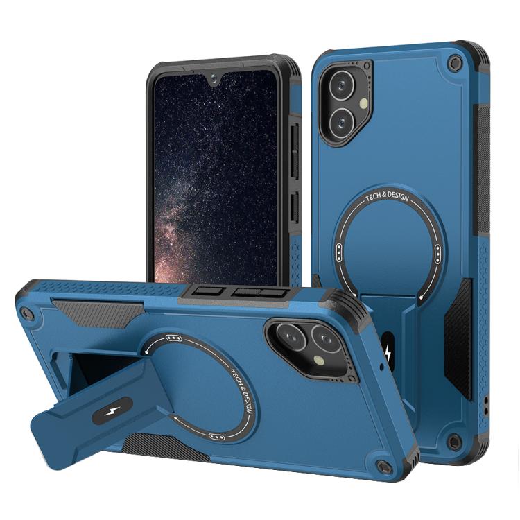 For Samsung Galaxy A05 Armor MagSafe Holder PC Hybrid TPU Phone Case(Dark Blue)