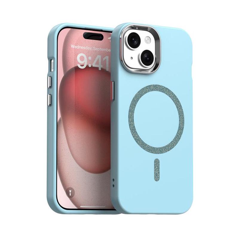 For iPhone 15 Glitter Series Magsafe PC Hybrid TPU Phone Case(Blue)