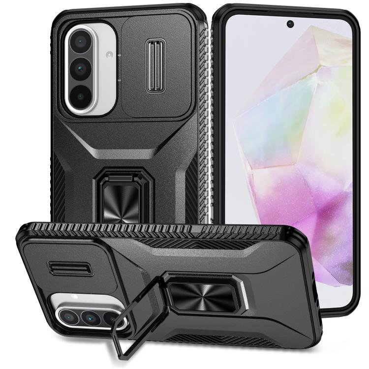 For Samsung Galaxy A36 Sliding Camshield Holder Phone Case(Black)