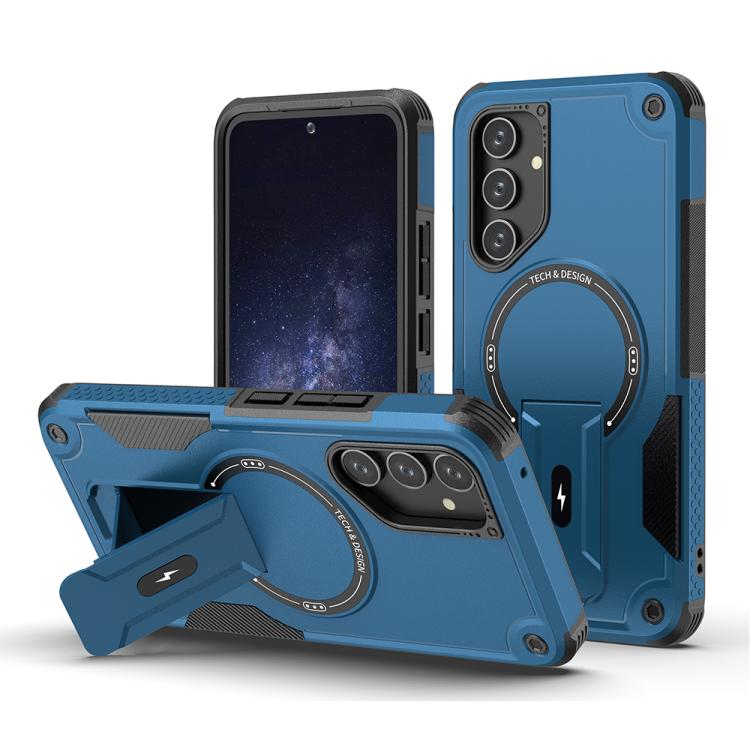 For Samsung Galaxy A54 5G Armor MagSafe Holder PC Hybrid TPU Phone Case(Dark Blue)