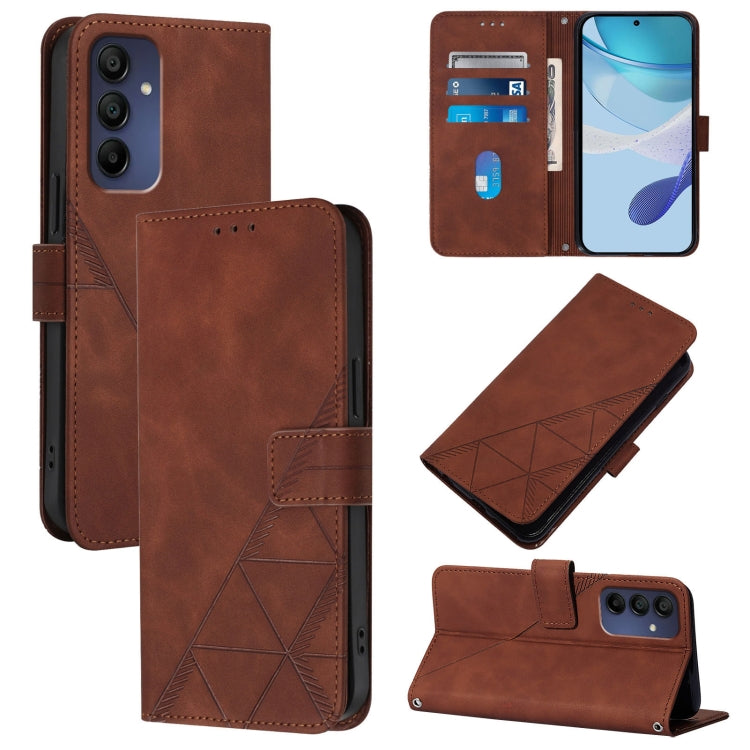 For Samsung Galaxy A16 5G Crossbody 3D Embossed Flip Leather Phone Case(Brown)