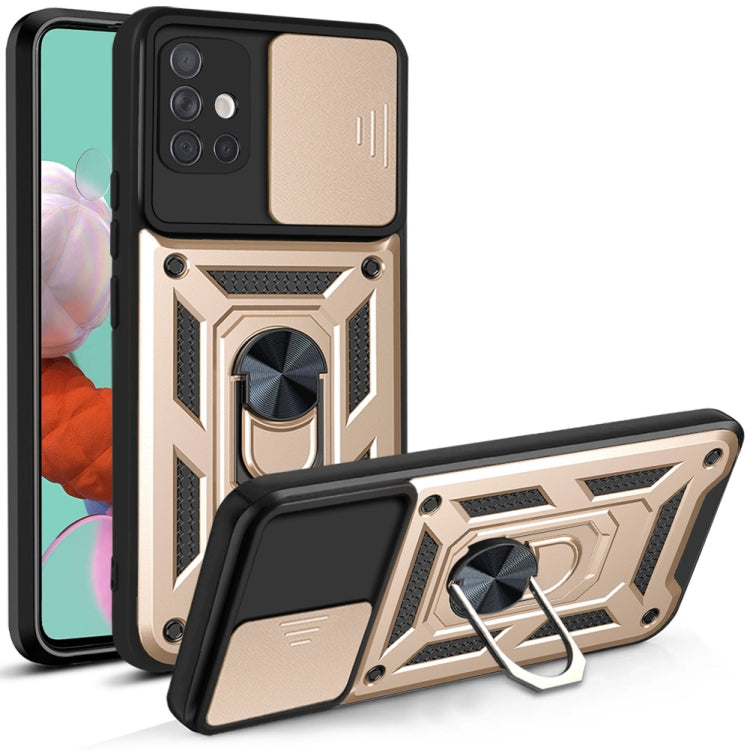 For Samsung Galaxy A51 4G Sliding Camera Cover Design TPU+PC Protective Case(Gold)