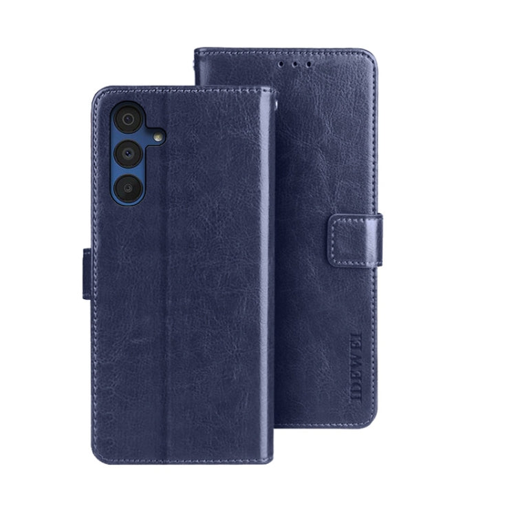 For Samsung Galaxy A15 5G idewei Crazy Horse Texture Leather Phone Case(Blue)