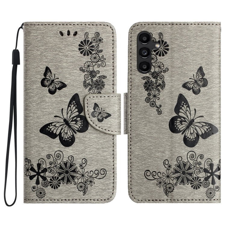 For Samsung Galaxy A16 / A26 5G Butterfly Embossed Flip Leather Phone Case(Grey)