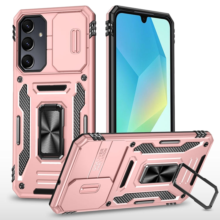 For Samsung Galaxy A16 4G / 5G Armor PC Hybrid TPU Camera Shield Phone Case(Rose Gold)