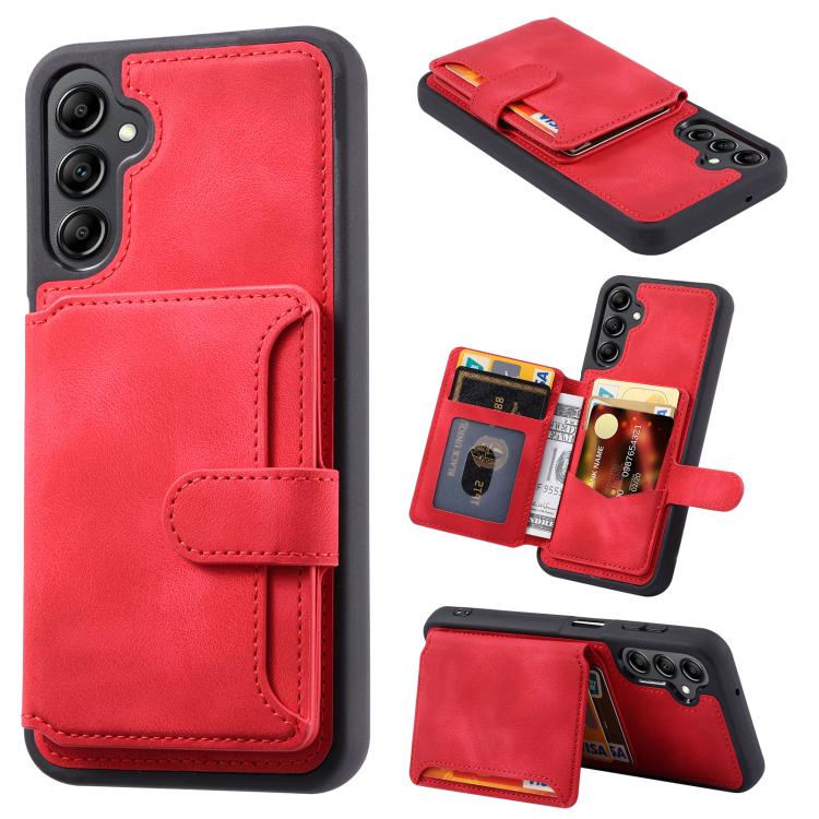 For Samsung Galaxy A36 5G Skin Feel Dream RFID Anti-theft PU Card Bag Phone Case(Red)