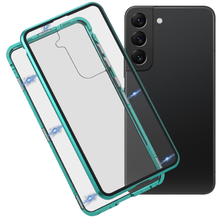 For Samsung Galaxy S21 FE 5G HD Magnetic Metal Tempered Glass Phone Case(Green)