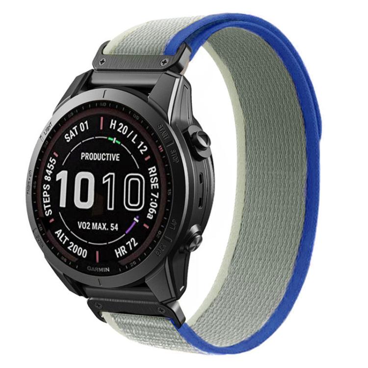 For Garmin 22mm Loop Nylon Hook and Loop Fastener Quick Release Watch Band(Blue Grey)