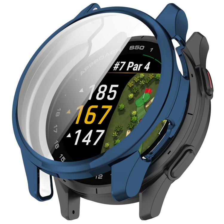 For Garmin Approach S50 Electroplated TPU Full Coverage Watch Protective Case(Blue)