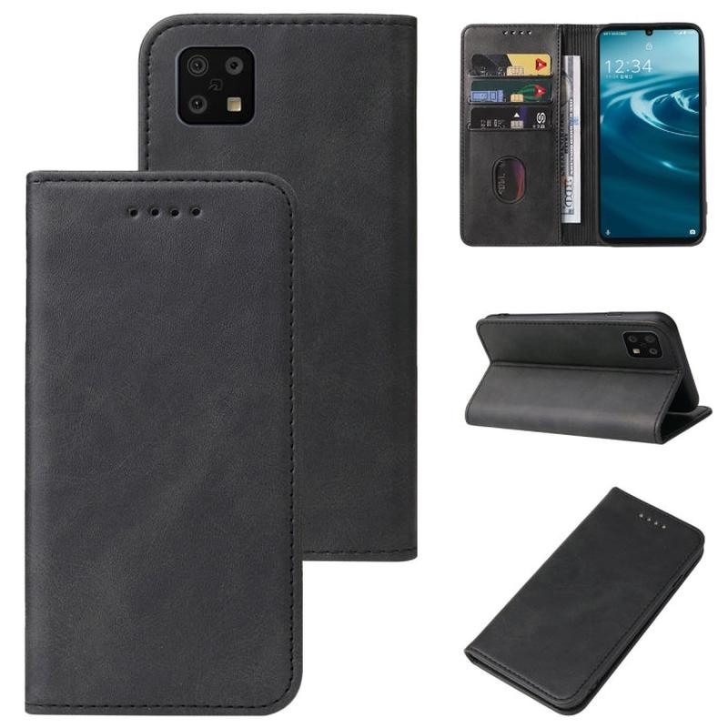 For Sharp Aquos Sense 6 SHG05 / SH-54B / Sense 6S / SHG07 Magnetic Closure Leather Phone Case(Black)