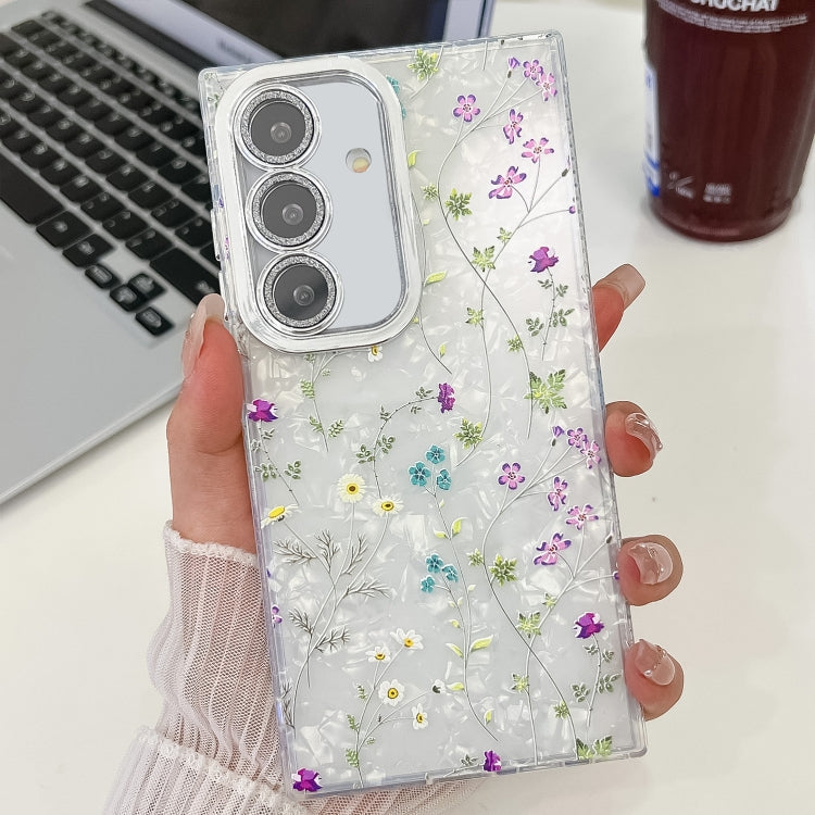 For Samsung Galaxy A36 Electroplating Flower Texture TPU Phone Case(Wild Chrysanthemum SH5)