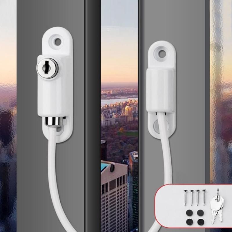 Children High-rise Anti-fall Safety Lock Window Push Limiter, Color: White (Enhanced)