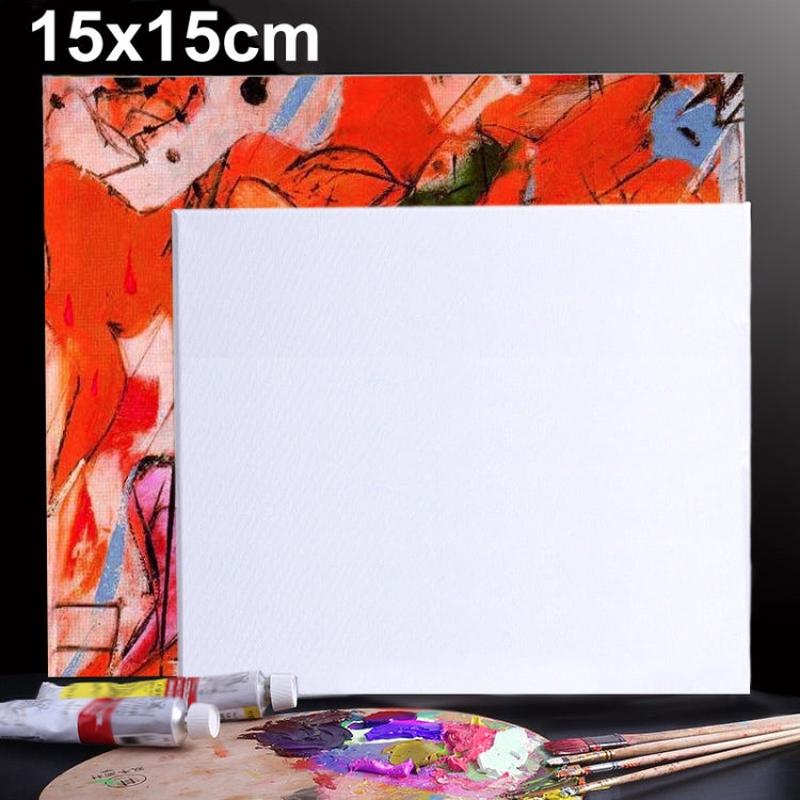 Oil Acrylic Paint White Blank Square Artist Canvas Wooden Board Frame, 15x15cm