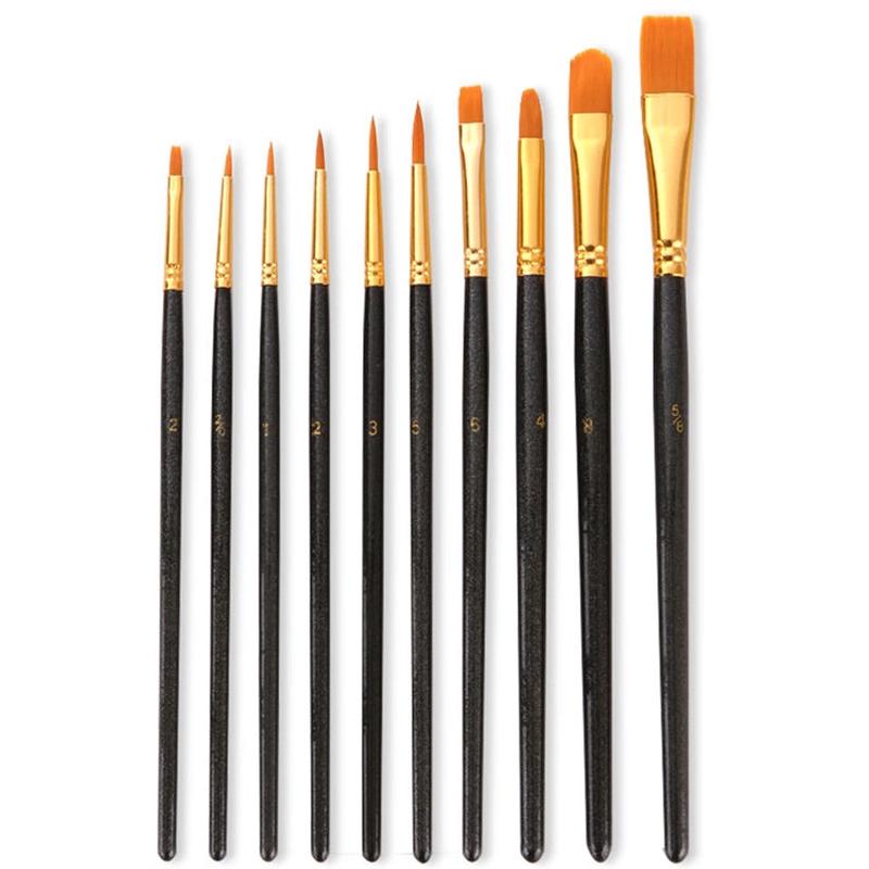 ZHU TING 10 in 1 Pearl Rod Nylon Hair Combination Brush Oil Paint Brush(Black Rods)