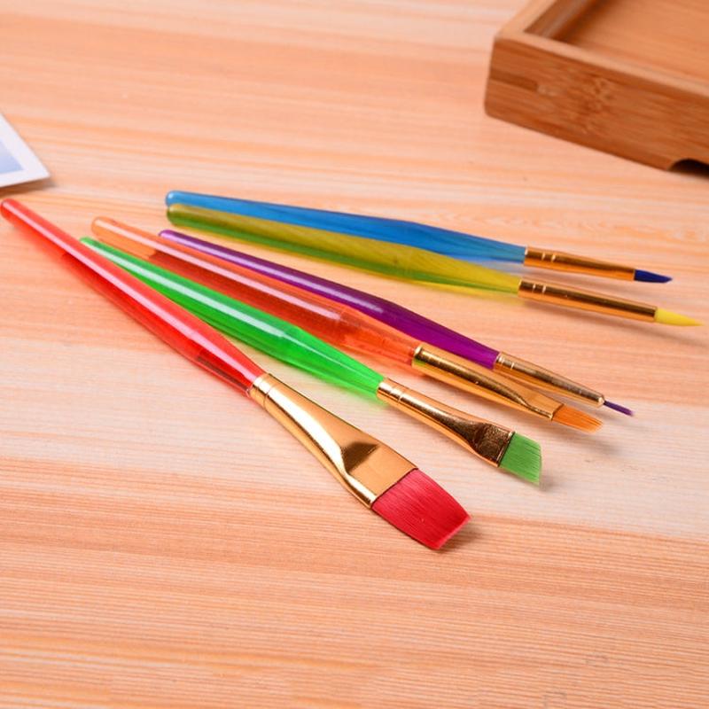 Zhu Ting Color Plastic Rod Children Paint Brush Set Gouache Watercolor Paint Brush Set, Model: 6pcs/Set